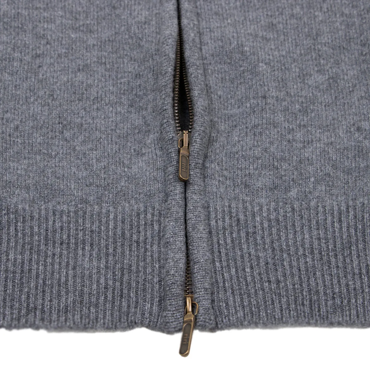 The Barra 4ply Full Zip Cashmere Cardigan - Smog Grey / Brume