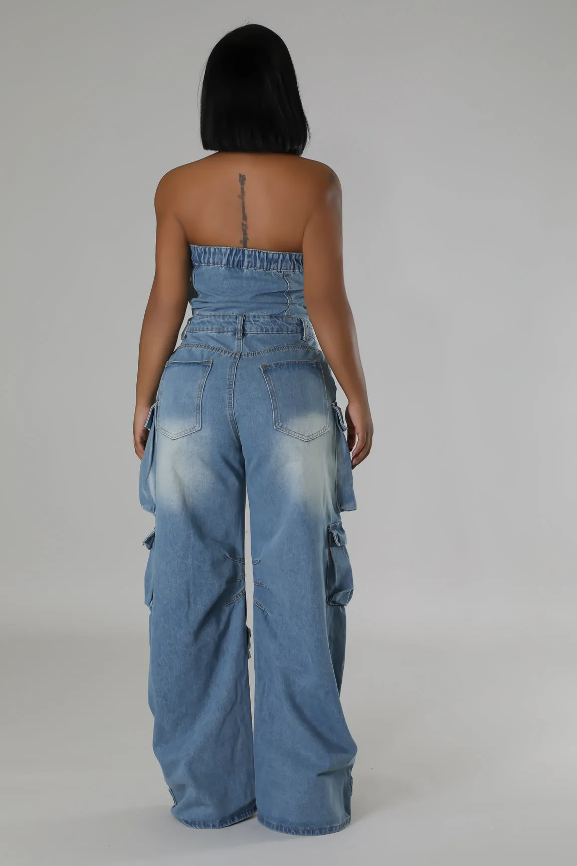 The Main One Denim Cargo Jumpsuit