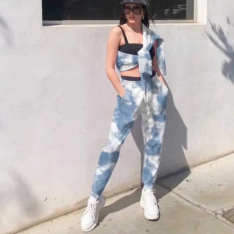 Tie Dye Sporty Pants High Waisted Joggers Pants