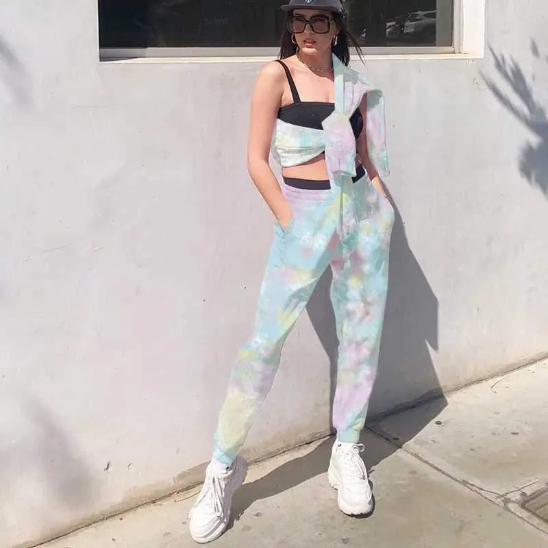 Tie Dye Sporty Pants High Waisted Joggers Pants