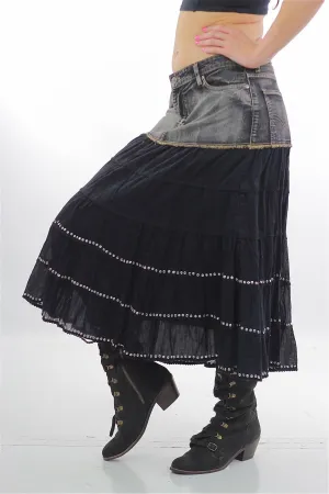 Vintage 90s Denim Skirt Acid wash Grunge maxi skirt