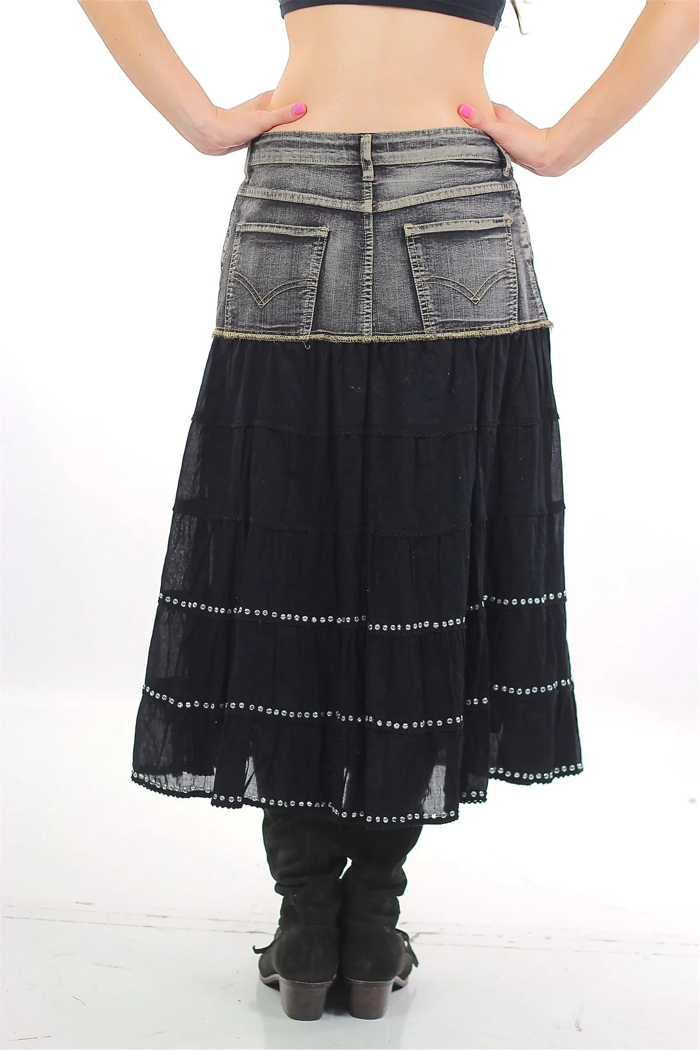 Vintage 90s Denim Skirt Acid wash Grunge maxi skirt