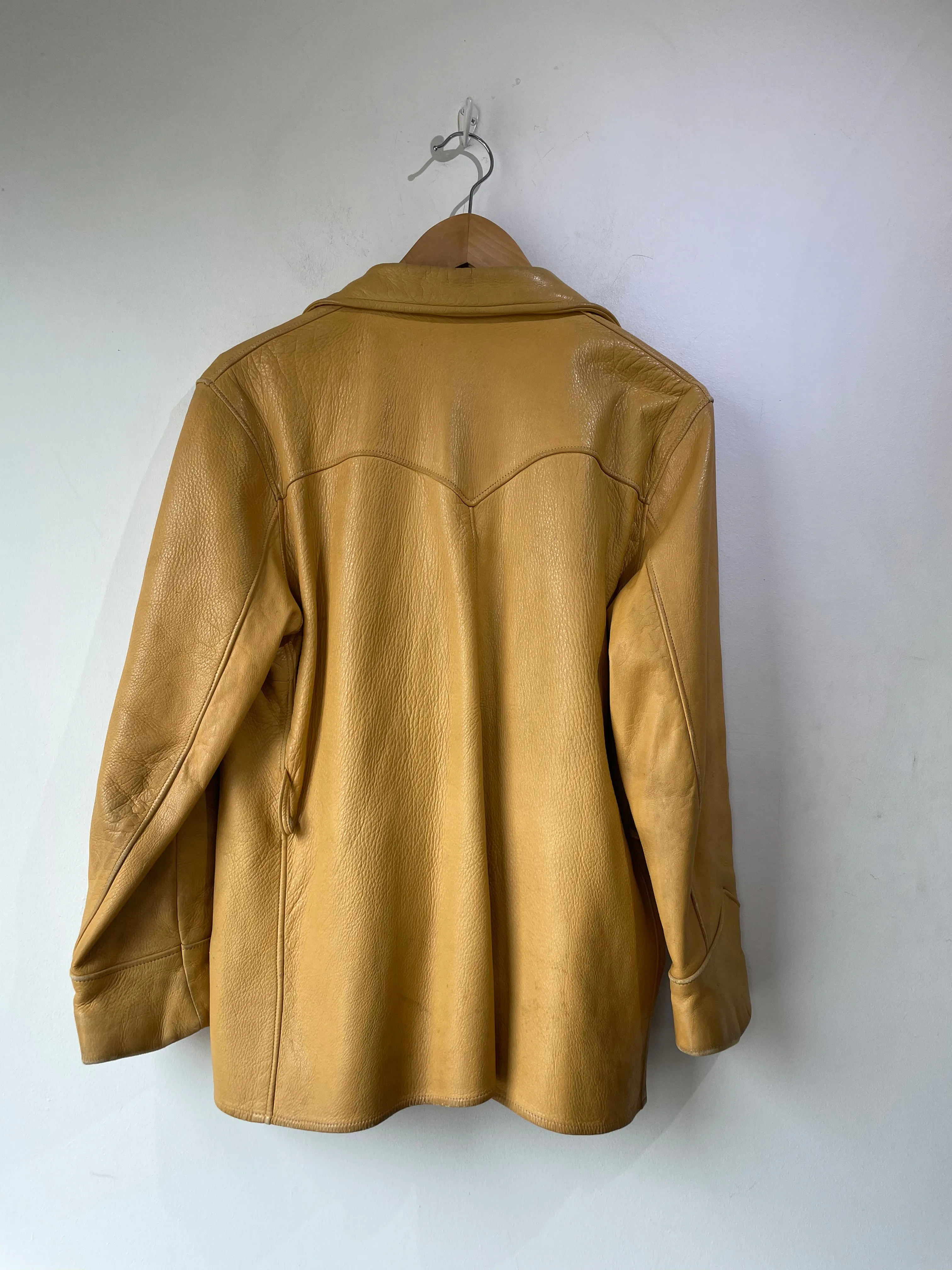 Vintage Western Yellow Leather Belted Blazer