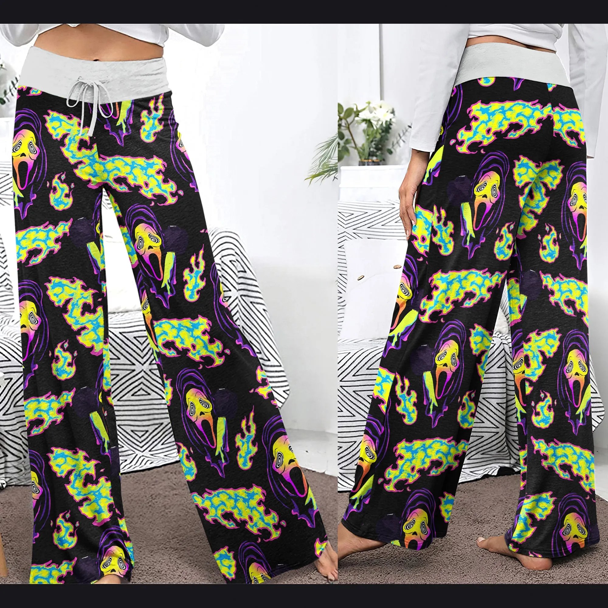 Violet Ghost Scary Women's High-waisted Wide Leg Pants