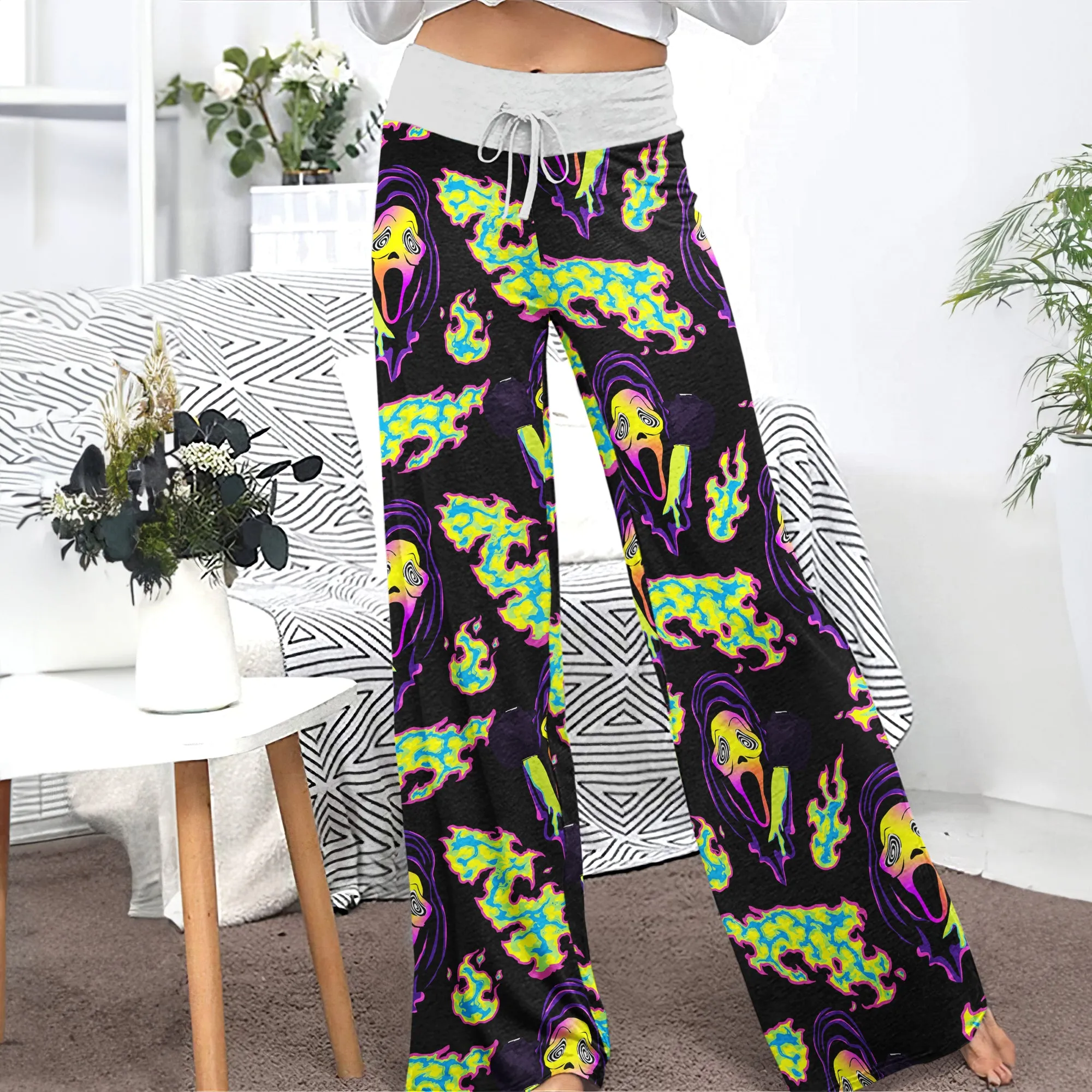 Violet Ghost Scary Women's High-waisted Wide Leg Pants