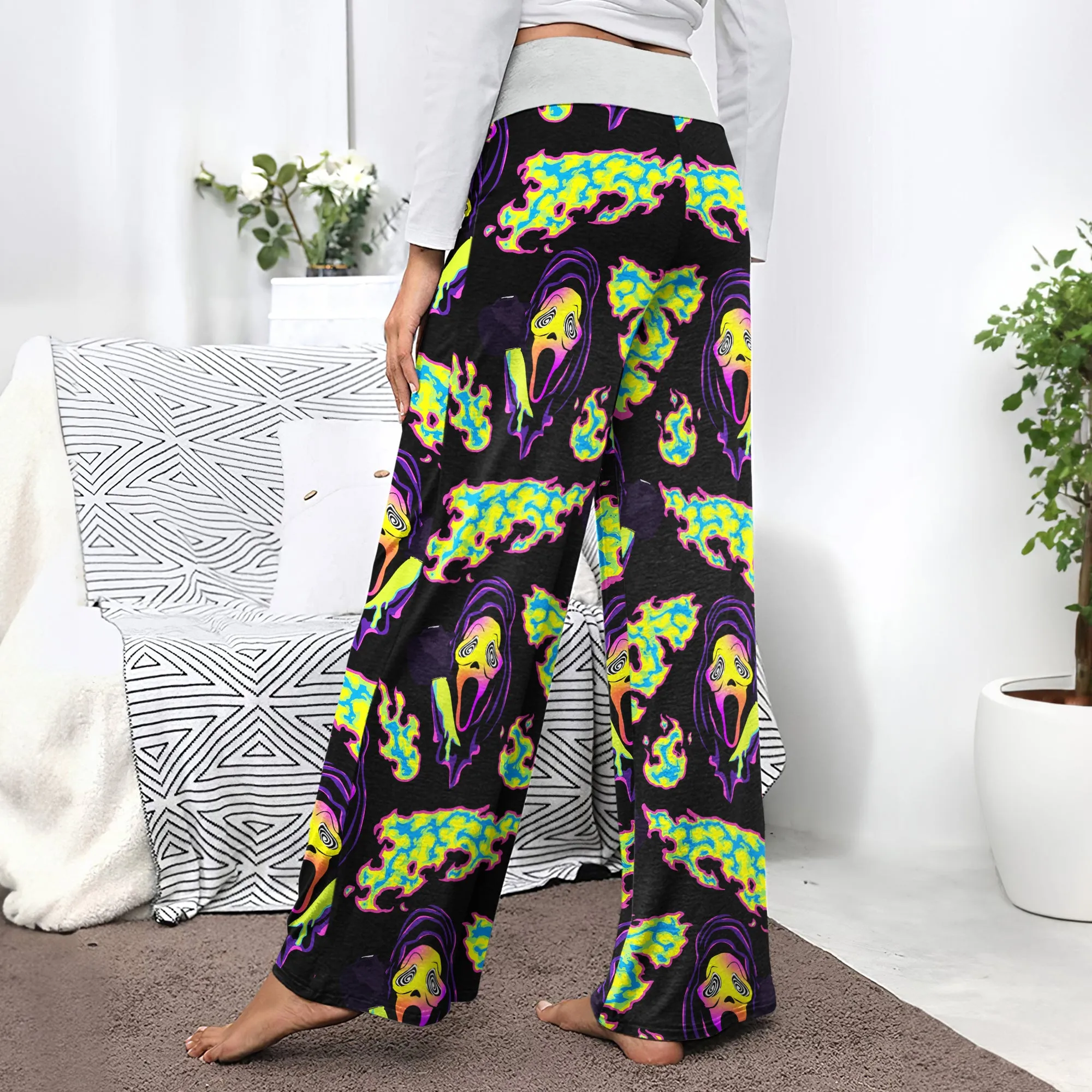 Violet Ghost Scary Women's High-waisted Wide Leg Pants