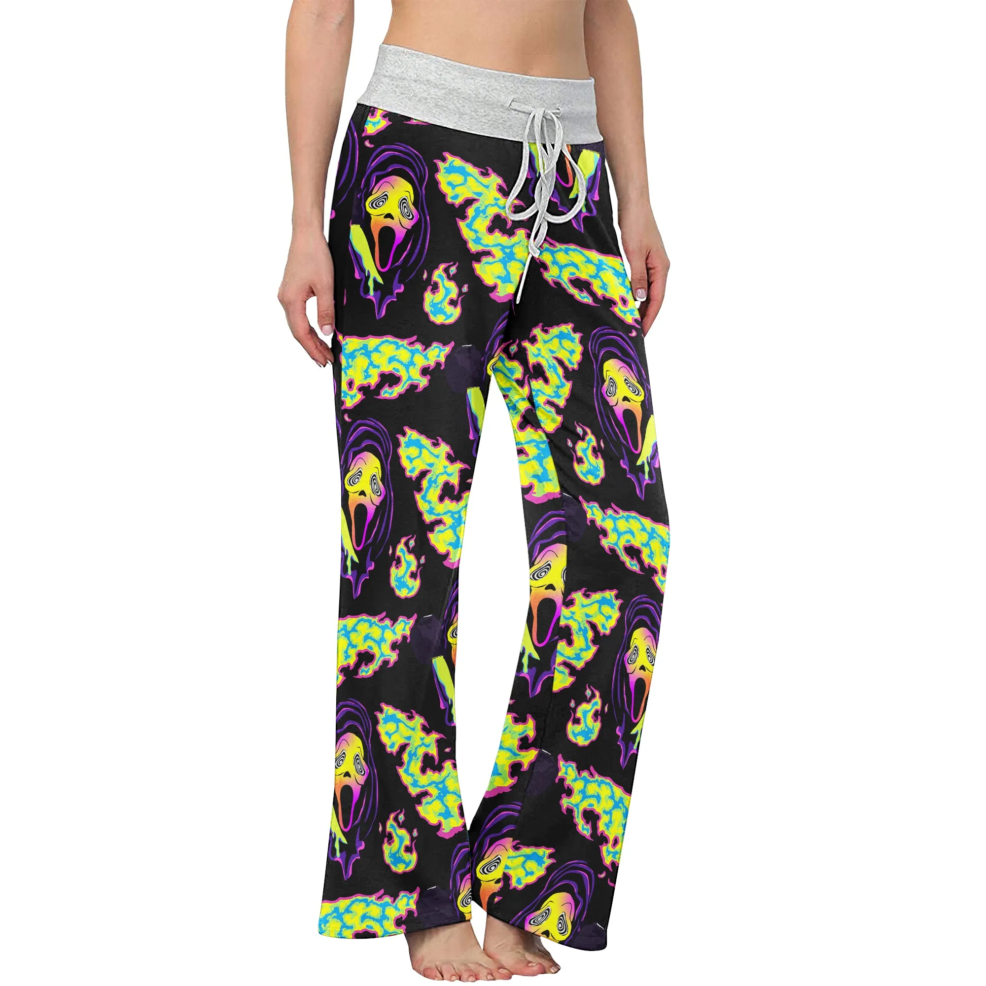 Violet Ghost Scary Women's High-waisted Wide Leg Pants