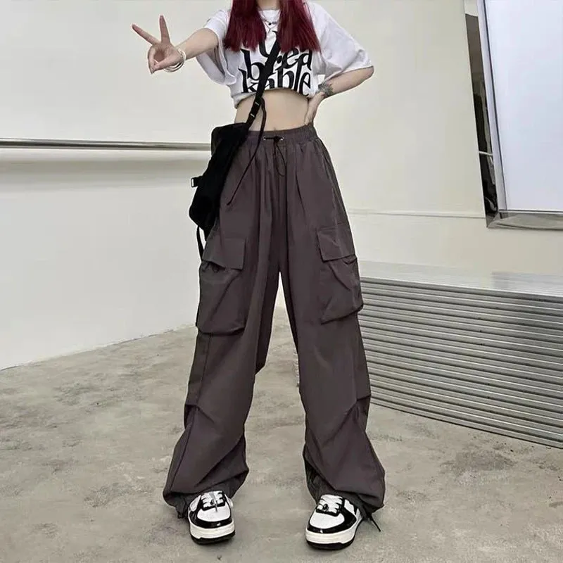 Women Casual Joggers Tech Pants Wide Leg Baggy Trousers