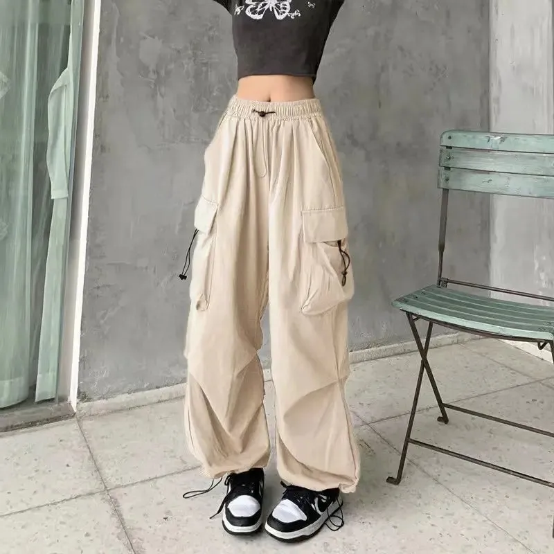 Women Casual Joggers Tech Pants Wide Leg Baggy Trousers