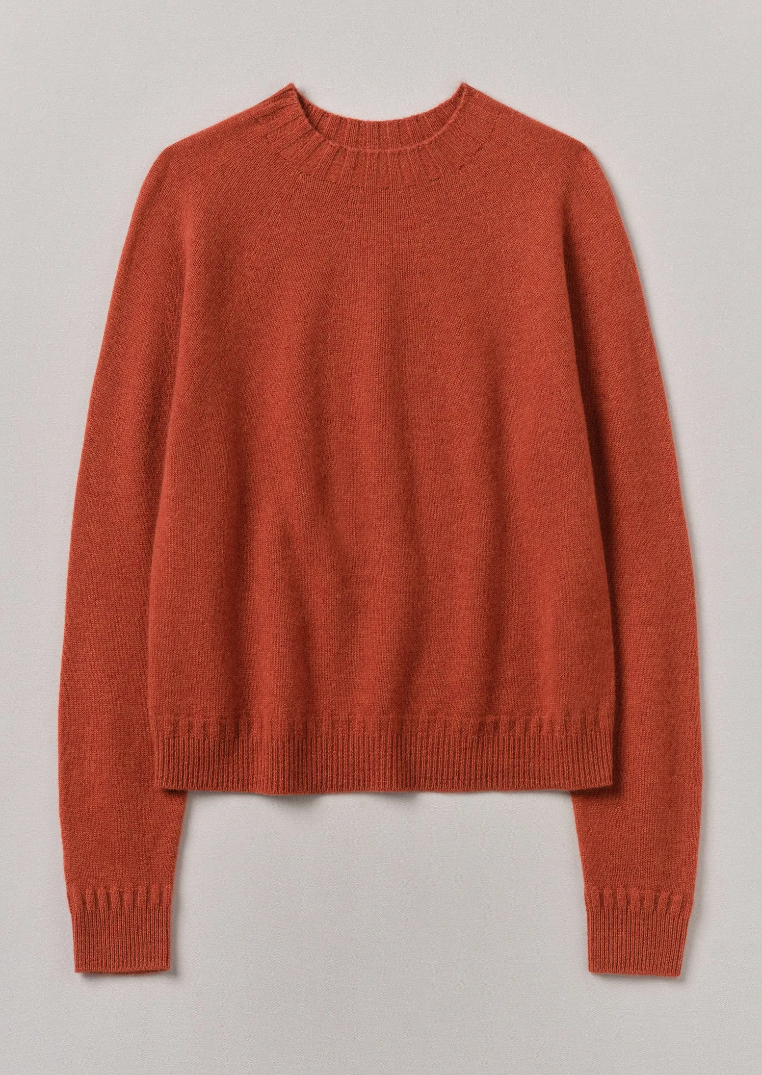 Wool Cashmere Crew Neck Sweater | Terracotta