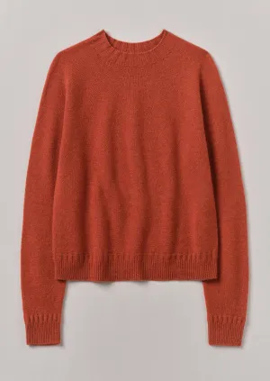 Wool Cashmere Crew Neck Sweater | Terracotta