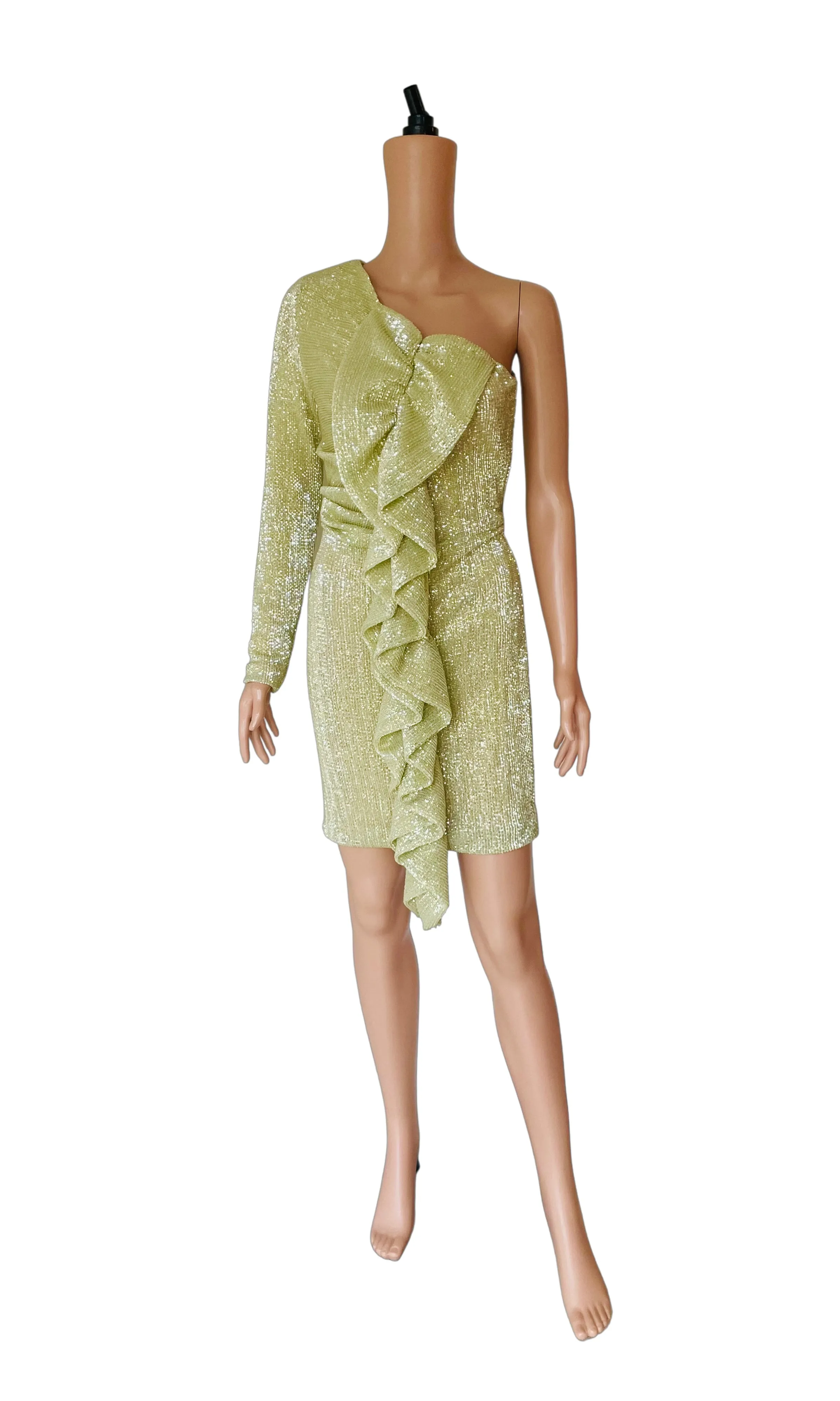 Yellow Gold Sequin Cocktail Dress