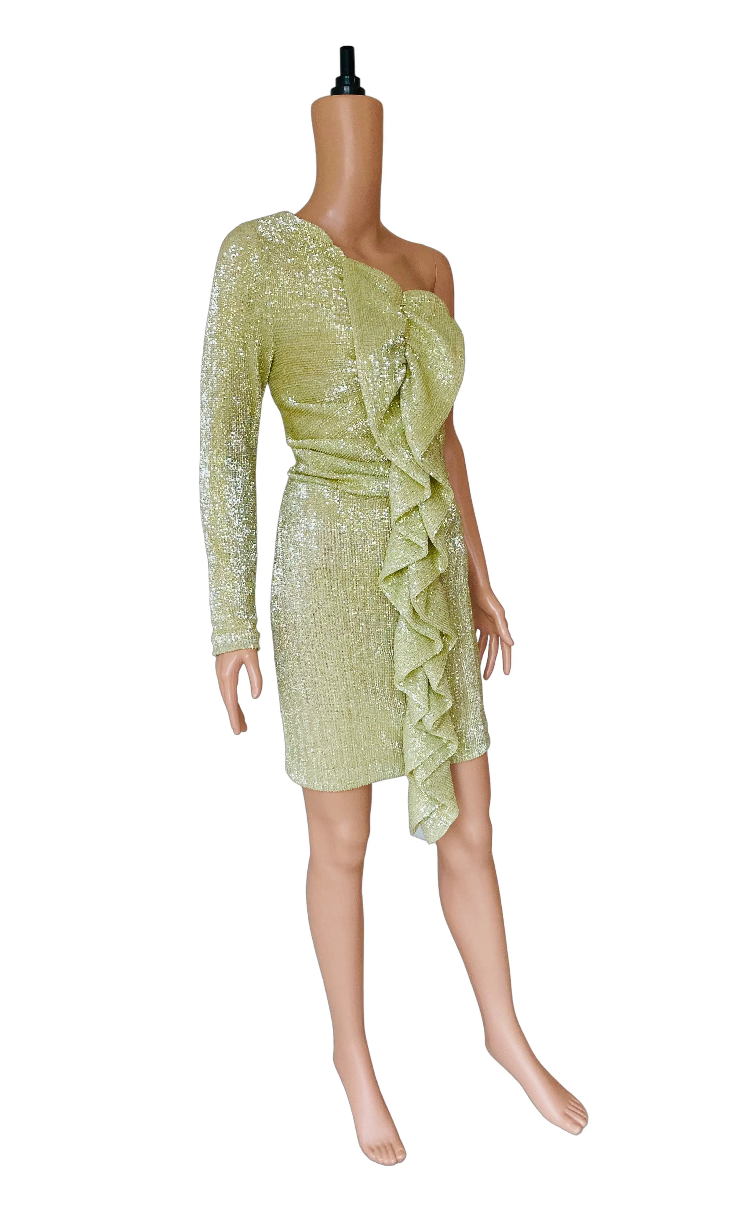 Yellow Gold Sequin Cocktail Dress