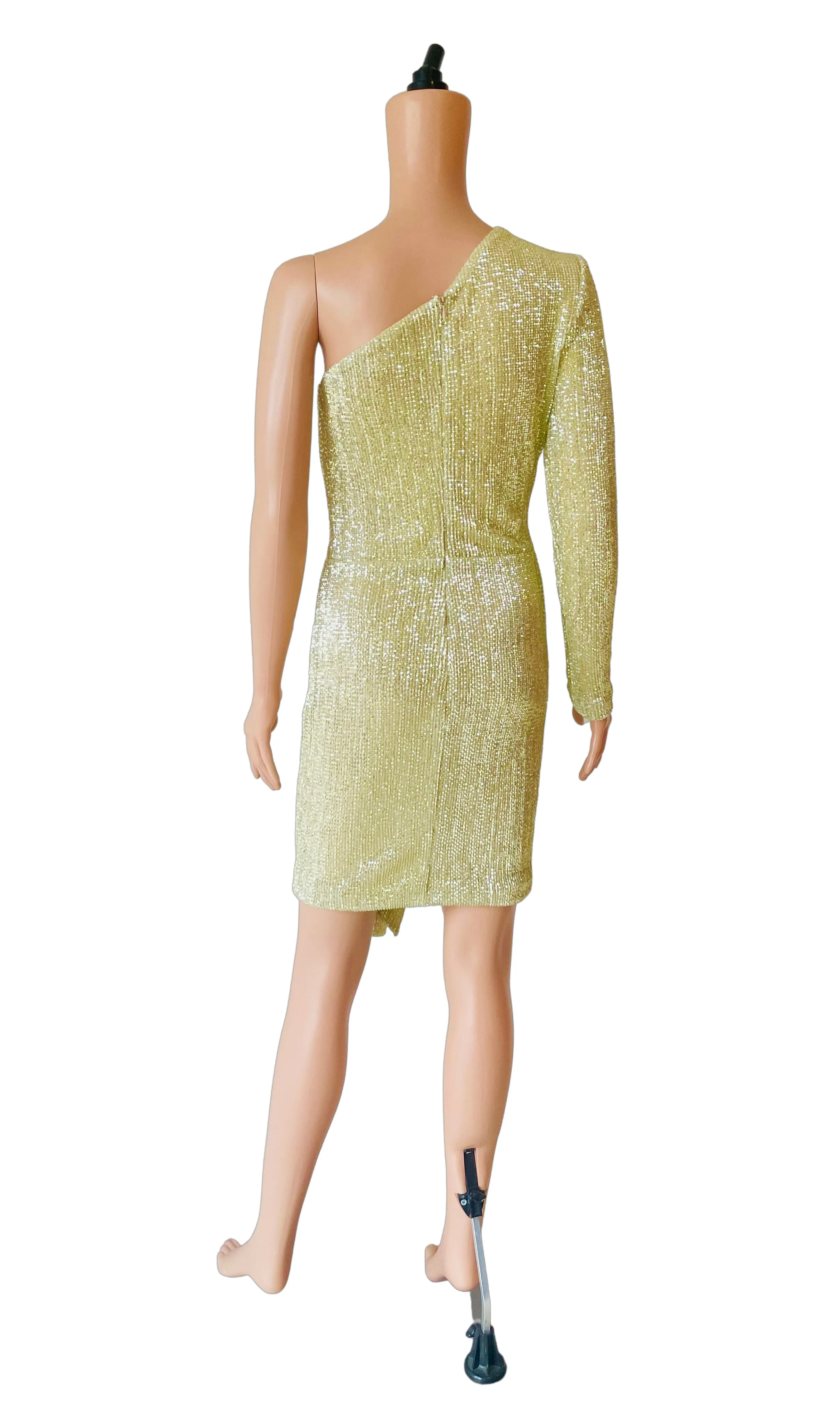 Yellow Gold Sequin Cocktail Dress